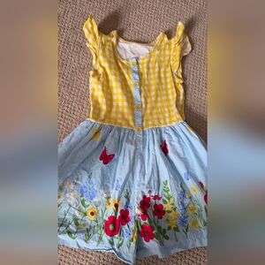 Eleanor Rose Yellow Gingham Bodice with Blue Floral Skirt